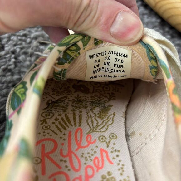 Keds Rifle Paper Co Sneakers Womens 6.5 Canvas Floral Lace Up Comfort Shoes - Picture 8 of 9